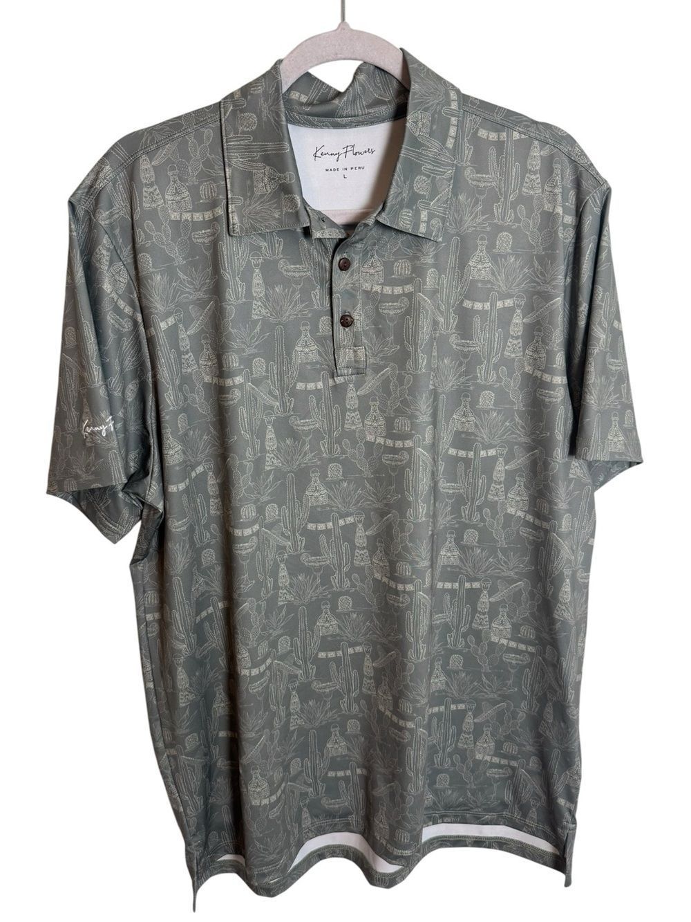 Kenny Flowers The 19th Hole Green Golf Polo Cactus Margarita Mexico Large